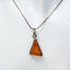 Sterling Silver Triangular Amber Pendant Necklace - 18"