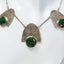 Artisan Silver Textured 3-Panel Malachite Statement Necklace