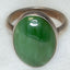 925 Sterling Silver Oval Green Jade Ring - 13x18mm Bezel Set Cabochon, Size 5.5