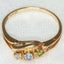 10K Yellow Gold Peridot, Aquamarine & White Sapphire Bypass Ring - Size 5