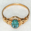 Vintage 10K Yellow Gold Floral Openwork Ring with Synthetic Turquoise-Blue Stone - Size 4.75