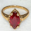 10K Yellow Gold Marquise Synthetic Red Garnet Ring - Size 2.5