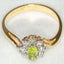 14k Yellow Gold Peridot and Diamond Floral Ring - Size 6