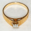 14k Yellow Gold Solitaire Diamond Ring - Textured Band, Size 8