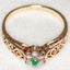 Vintage 10k Gold Floral Cluster Ring with Emerald and Diamonds