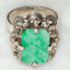 Ornate Vintage Jade Statement Ring in 18k White Gold
