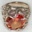 Artisan Sculptural Sterling Silver Ring with 15mm Padparadscha-Color Synthetic Sapphire - Size 8 1/4