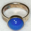 Vintage 925 Silver Blue Agate Bezel Ring - Size 8