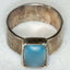 Vintage 925 Silver Hammered Blue Topaz Ring - Size 7.5
