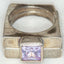 Geometric 925 Silver Two-Ring Stacking Set with Lavender CZ
