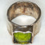 925 Sterling Silver Green Amber Statement Ring - Size 7.5