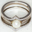 925 Silver Pearl and Accent Stone 3-Ring Set - Size 7