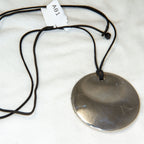 Authentic Tiffany & Co. Elsa Peretti 2" Silver Round Disc Pendant on Black Cord - Pre-Owned