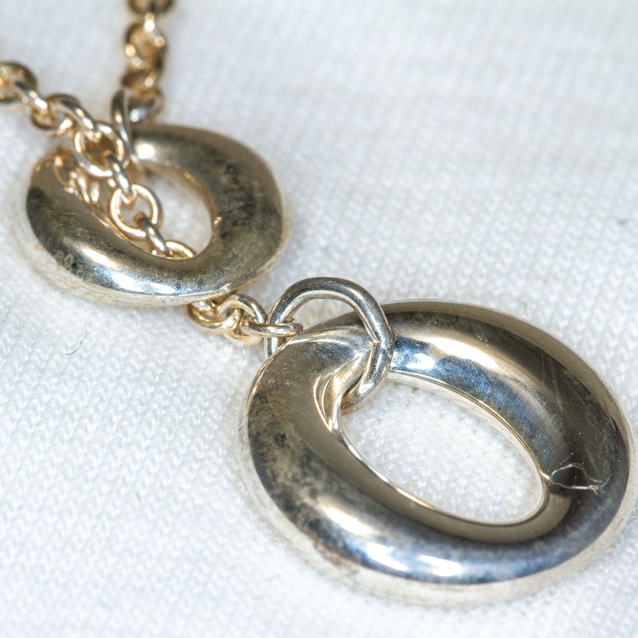Authentic Tiffany & Co. Elsa Peretti 925 Silver Double Circle Lariat Necklace, 18" - Pre-Owned