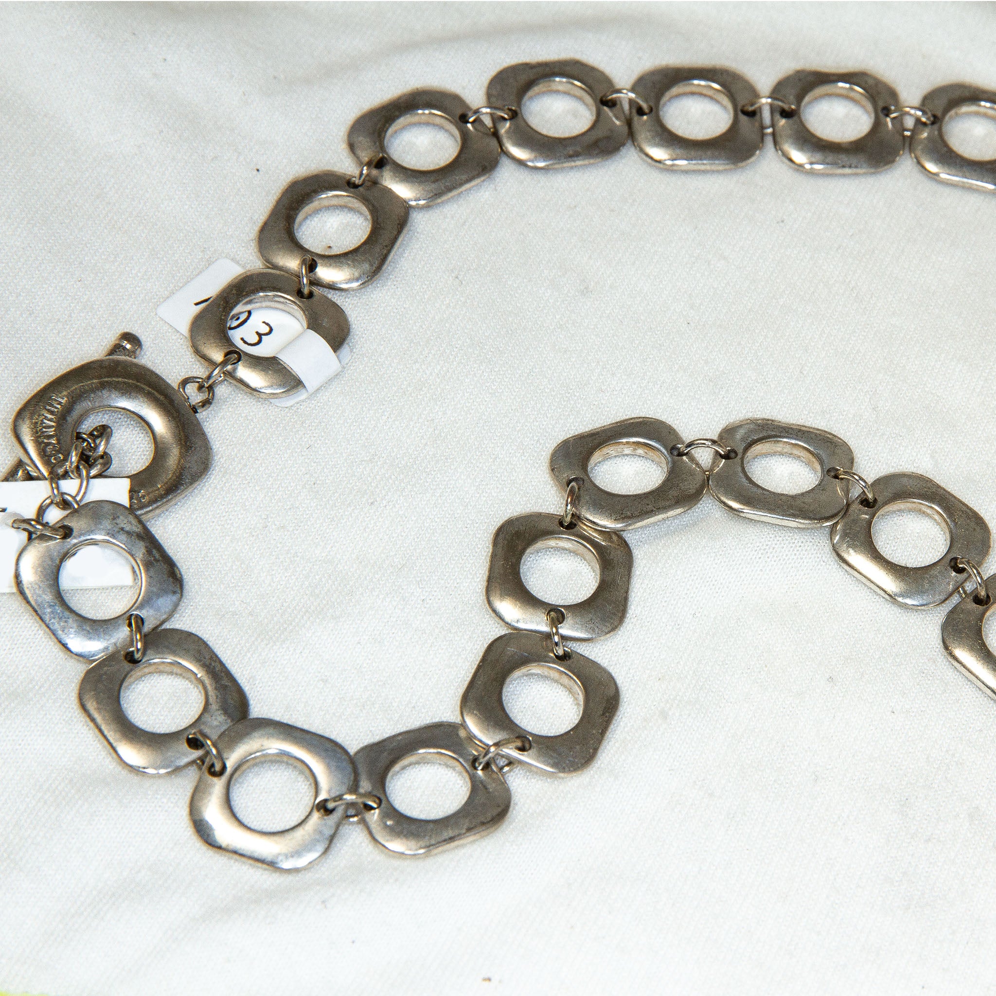 Authentic Tiffany & Co. 925 Sterling Silver Square Cut-Out Link Necklace, 18" - Pre-Owned