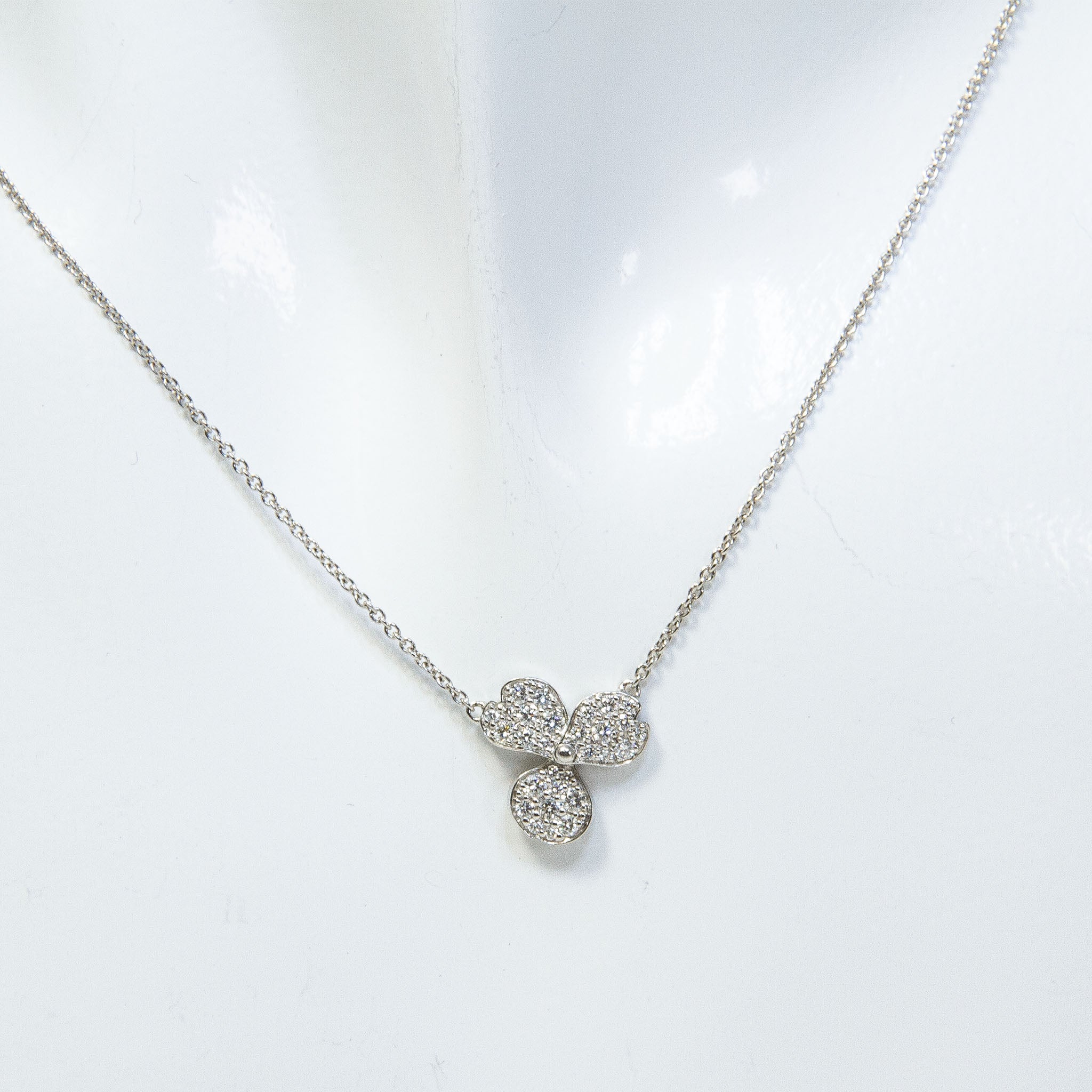Authentic Tiffany & Co. Platinum 950 Diamond Paper Flowers Necklace, 16" - Pre-Owned