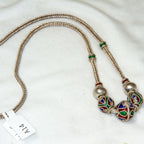 Cloisonné Enamel Sphere Bead Necklace - 18" Woven Silver Chain
