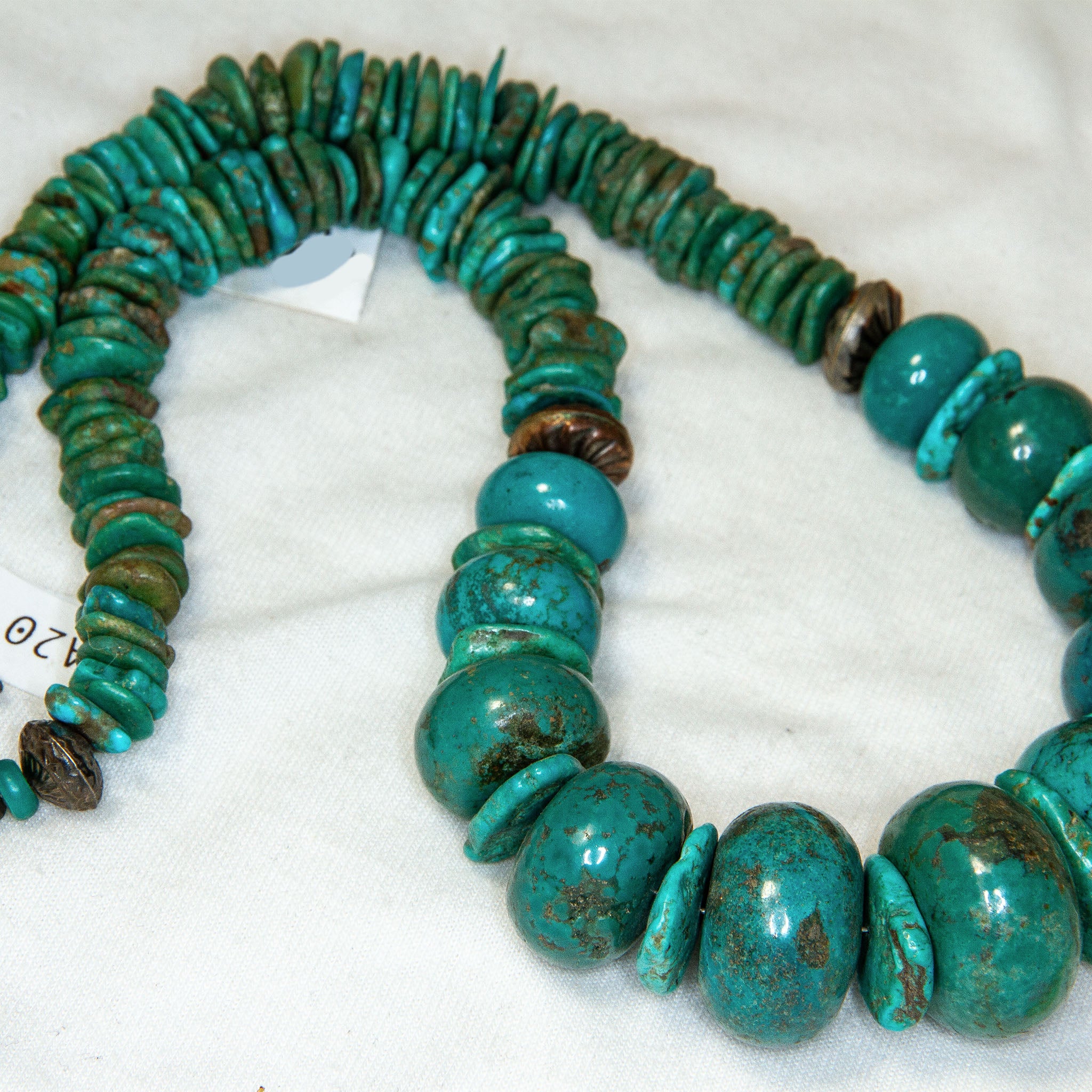 Chunky Natural Turquoise Beaded Statement Necklace - 19" Secondary image