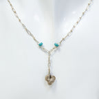 Artisanal Handmade .925 Silver Wire Chain & Crinoid Fossil Necklace - 17"