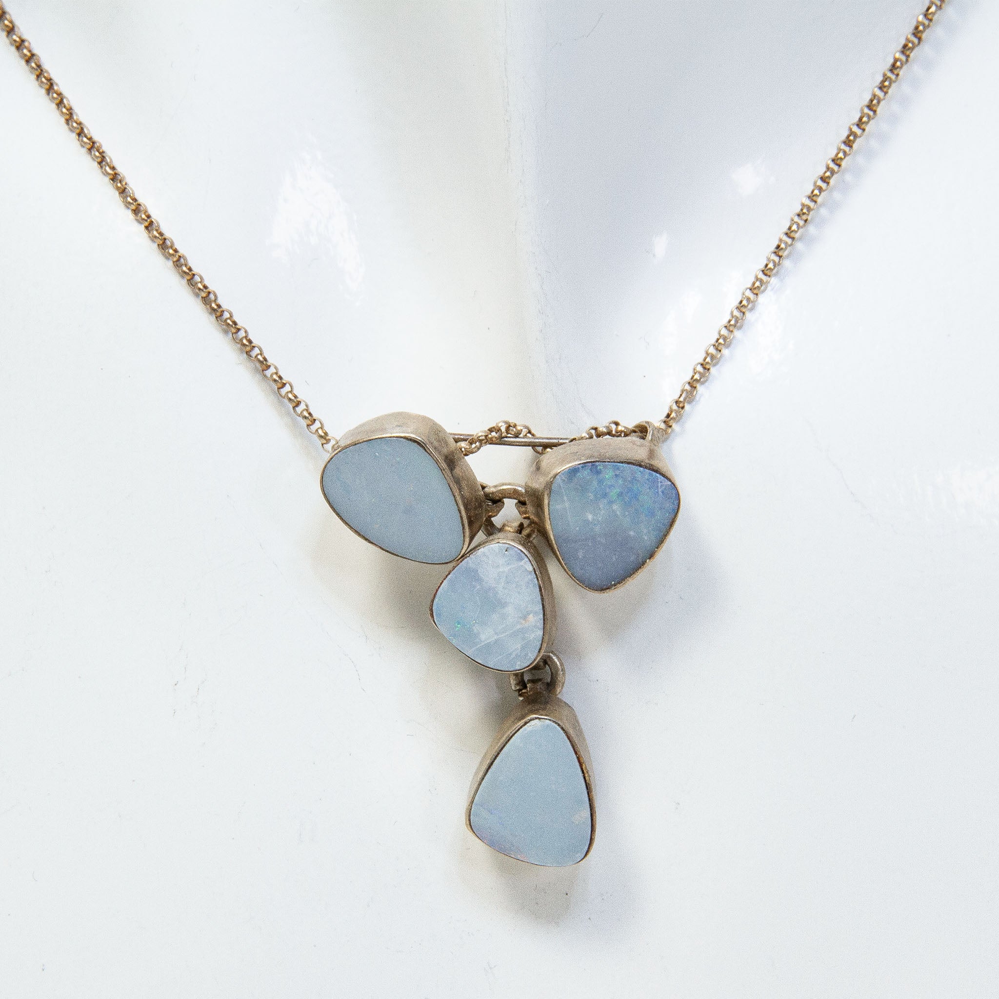 Sterling Silver Boulder Opal Cluster Pendant Necklace - 18" Main image