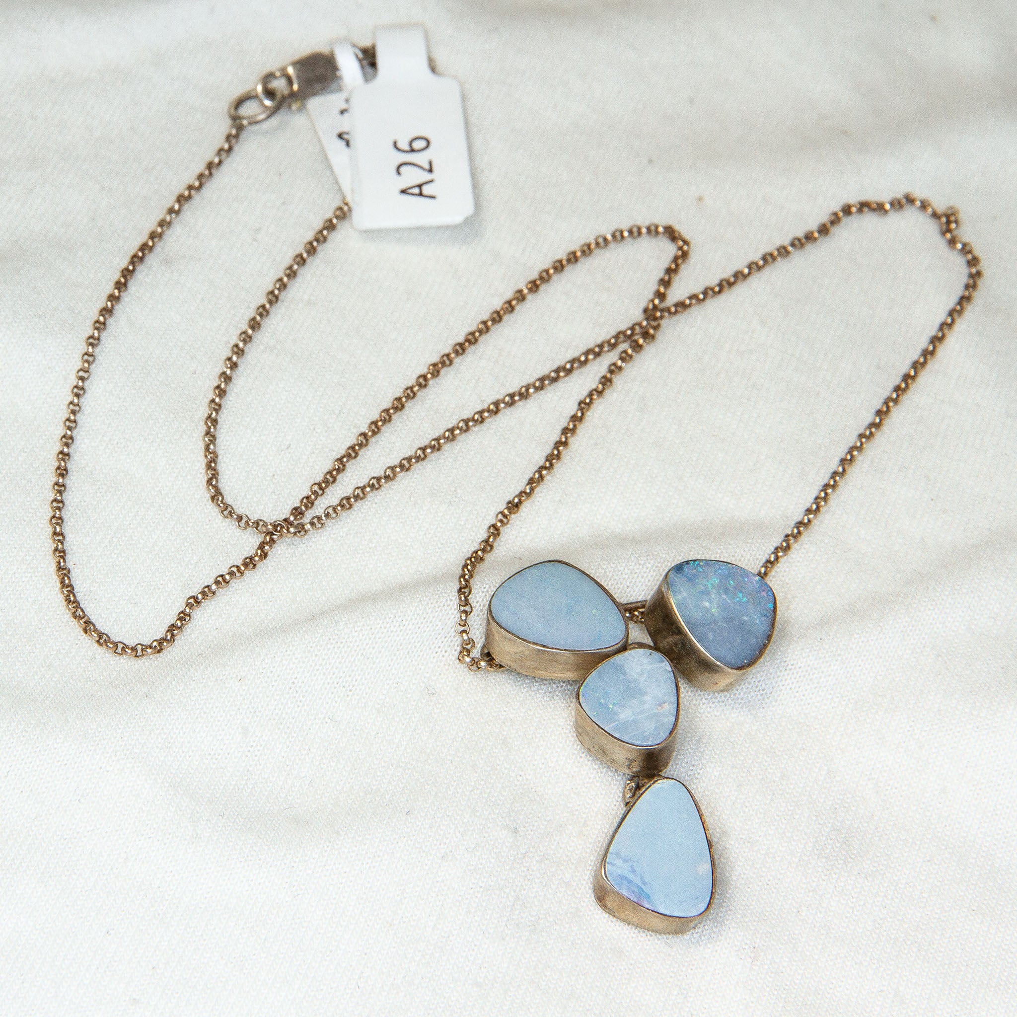 Sterling Silver Boulder Opal Cluster Pendant Necklace - 18"