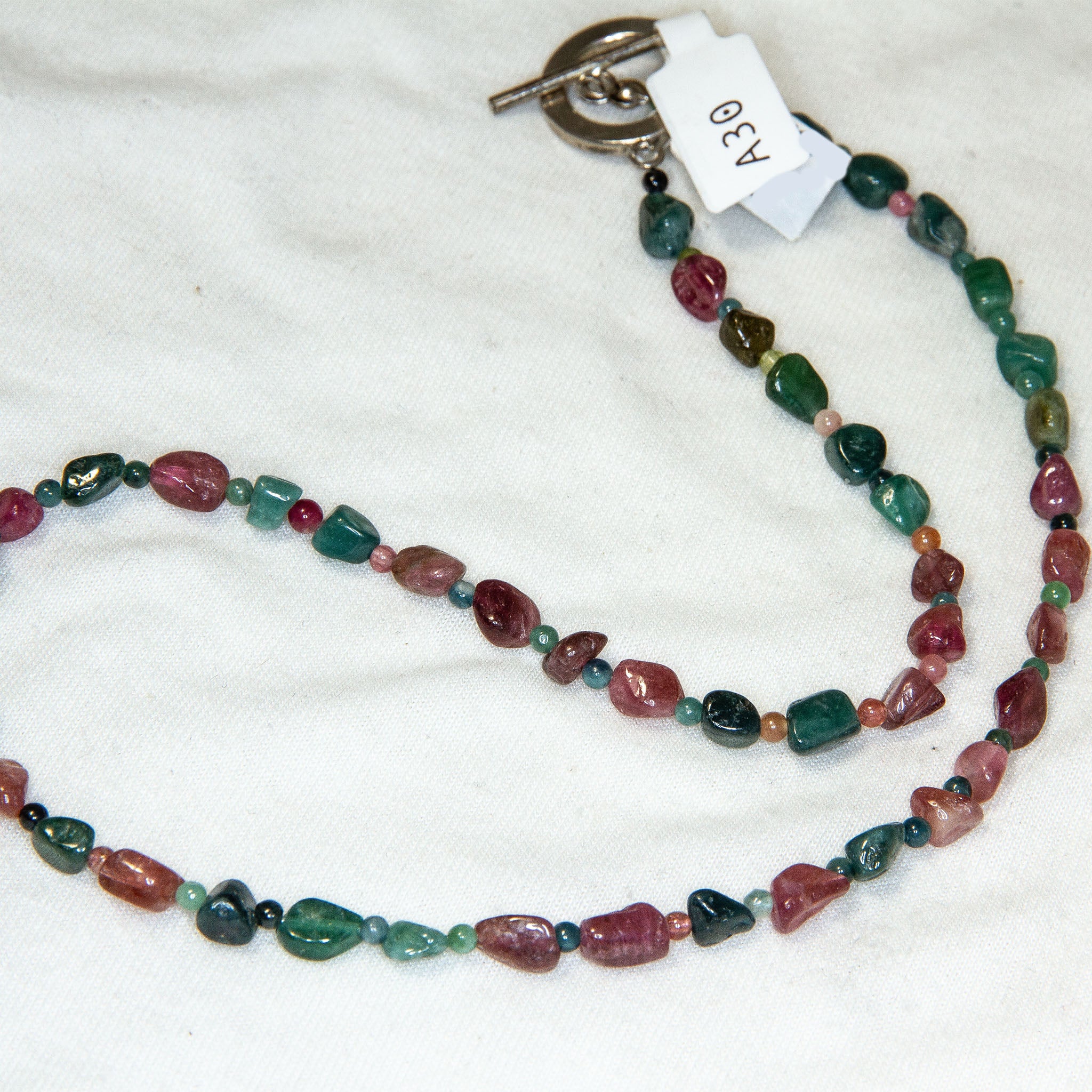 17" Multi-Color Watermelon Tourmaline Bead Necklace