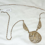 15" Filigree Sterling Silver Cubic Zirconia Statement Necklace