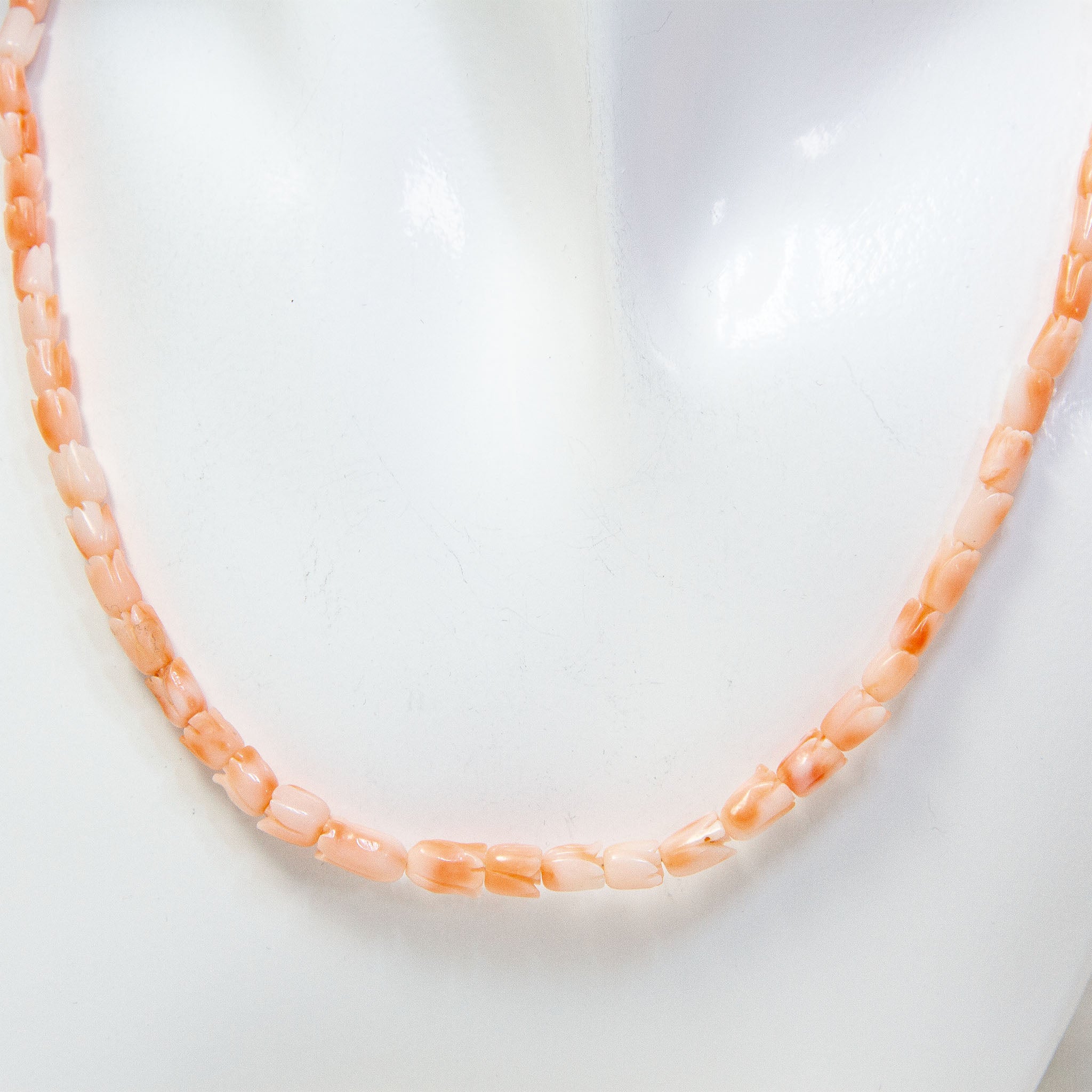 18" Pink Coral Tubular Bead Necklace