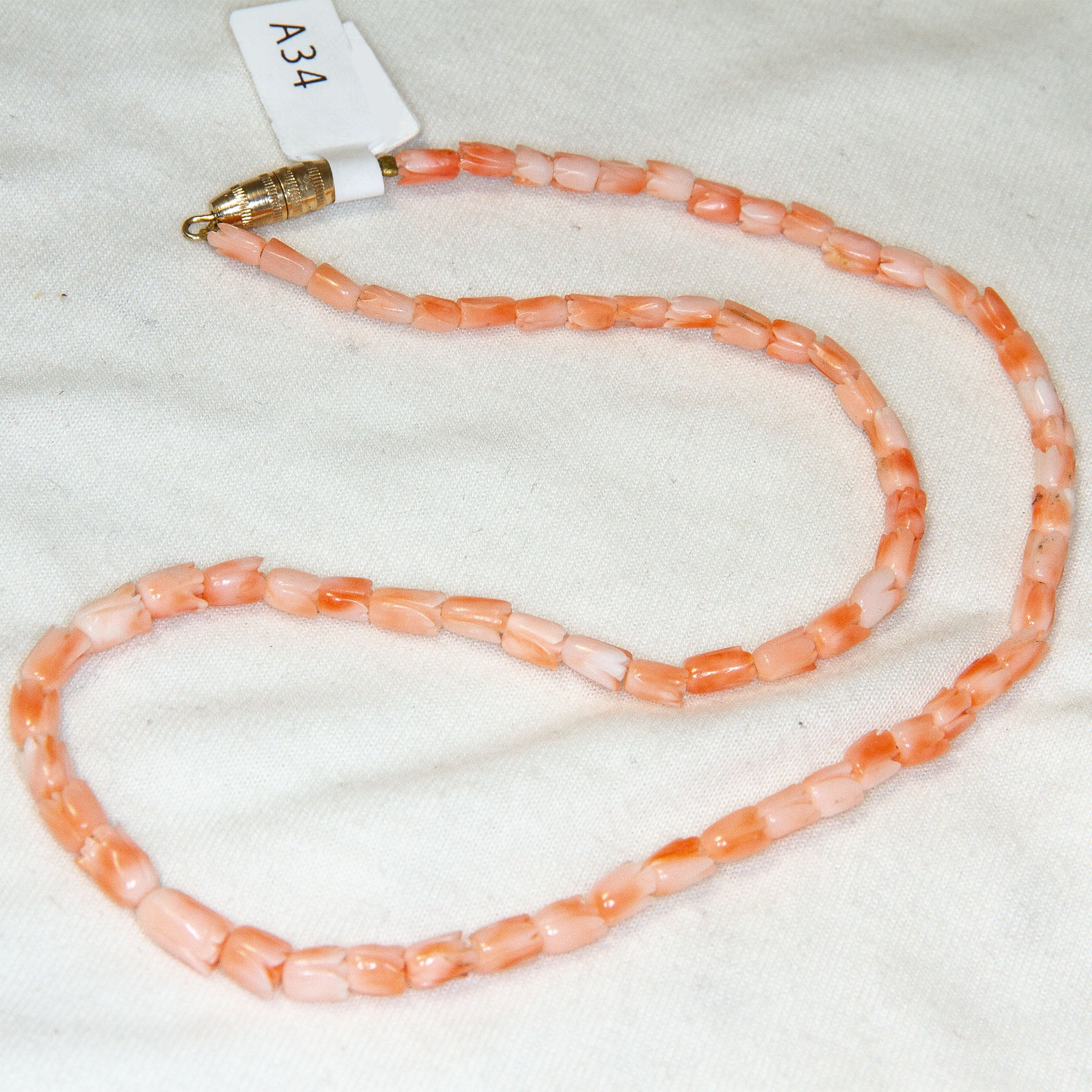 18" Pink Coral Tubular Bead Necklace Secondary image