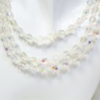 Vintage 3-Strand Aurora Borealis Crystal Choker Necklace - 13"