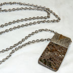 29" Stainless Steel Dragon Scale Ammolite Artisan Pendant Necklace