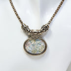 Sterling Silver Roman Glass Pendant Necklace - 18"