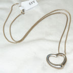 Sterling Silver Floating Open Heart Pendant Necklace - 20"