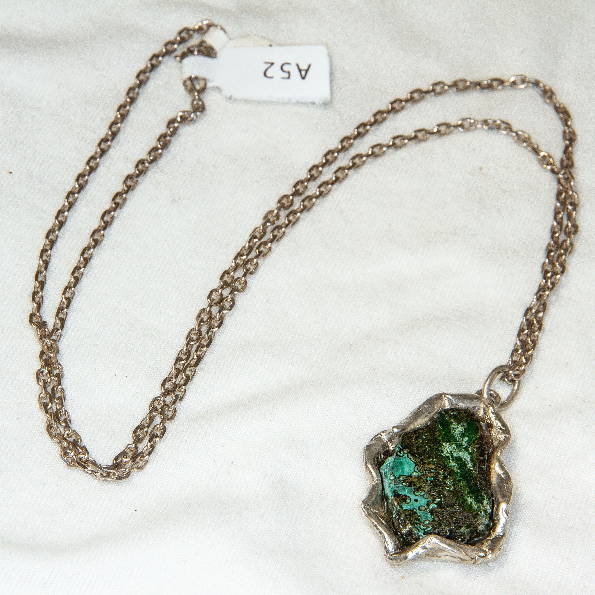 Artisan Ludwig Nickel Sterling Silver & Chrysocolla Pendant Necklace - 24"