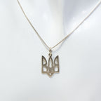 Sterling Silver Ukrainian Tryzub Trident Pendant Necklace - 20"