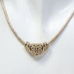 Heavy Sterling Silver Woven Chain & Ornate Slider Pendant - 22"