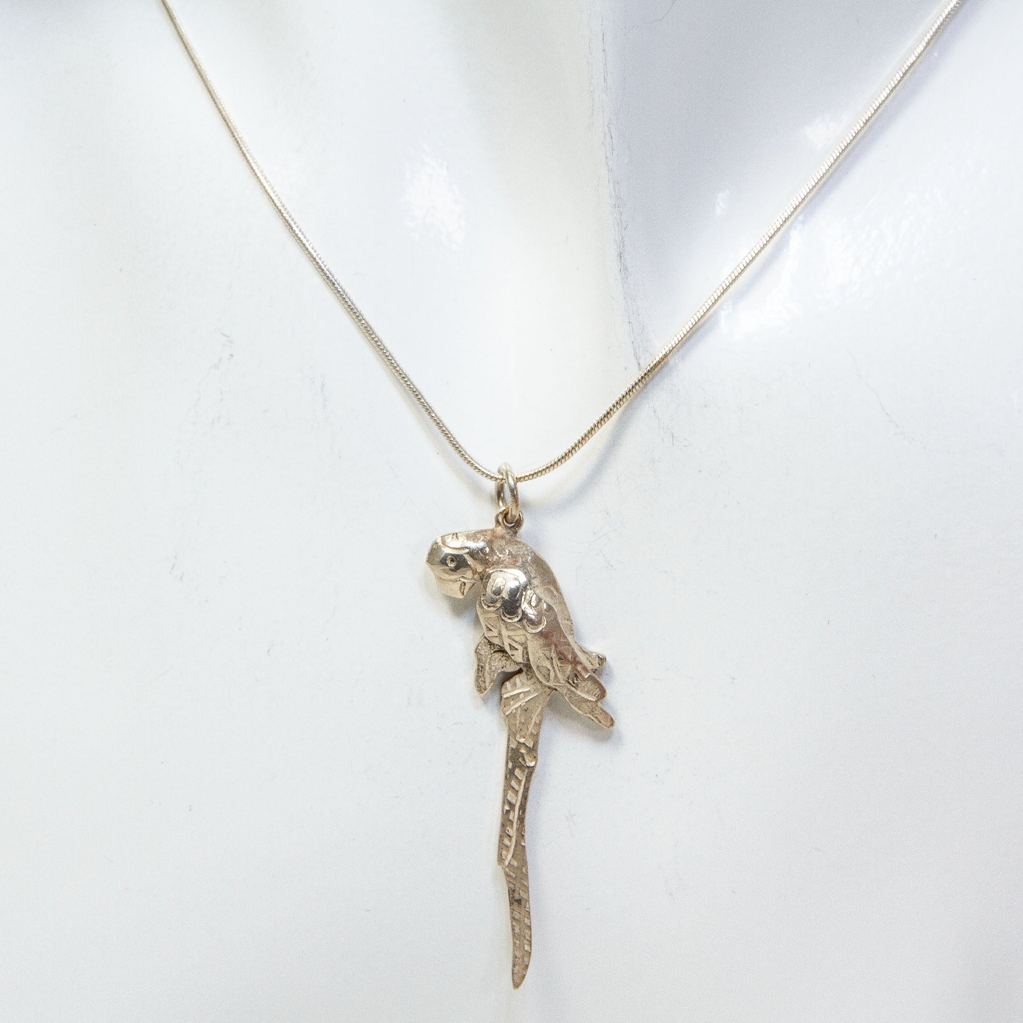 Novica Sterling Silver Maya Macaw Pendant Necklace - 18"