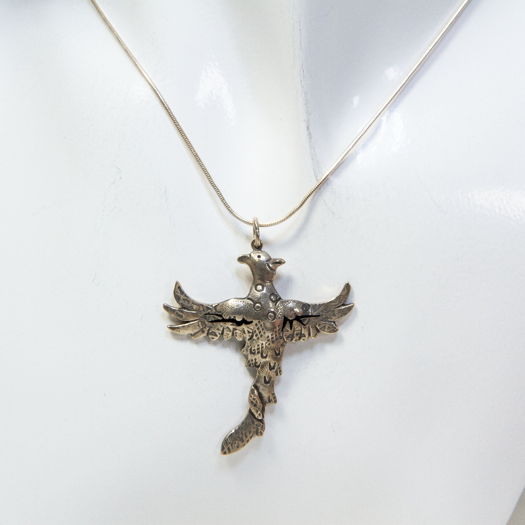 Novica Sterling Silver Maya Pheasant Pendant Necklace - 18" Main image