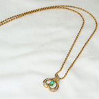 14k Yellow Gold Emerald & Diamond Heart Pendant Necklace - 17"