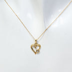14k Yellow Gold Open Heart & Diamond Accent Pendant Necklace - 18"