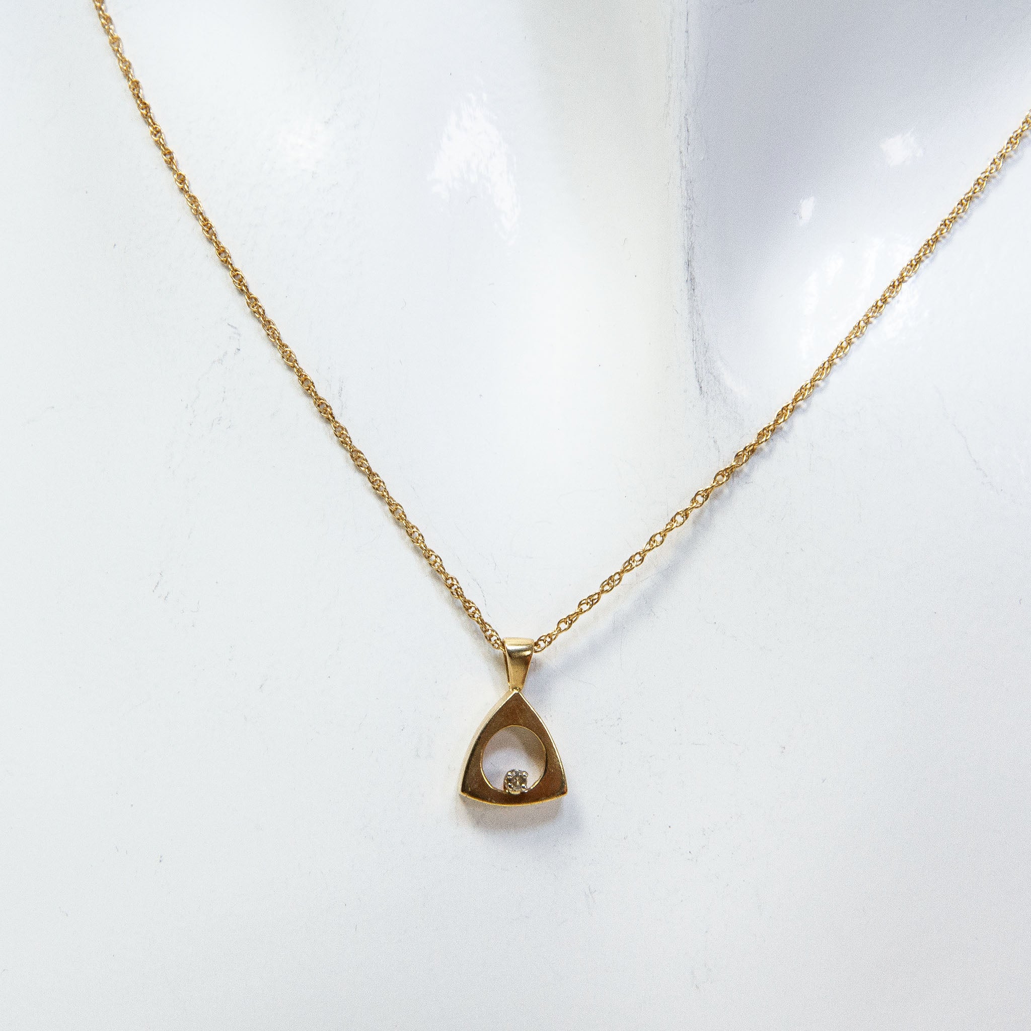 14k Yellow Gold Geometric Diamond Accent Pendant Necklace - 17"