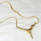 14k Yellow Gold Asymmetrical Diamond Drop Necklace - 1/2 CTW, 17" - Pre-Owned