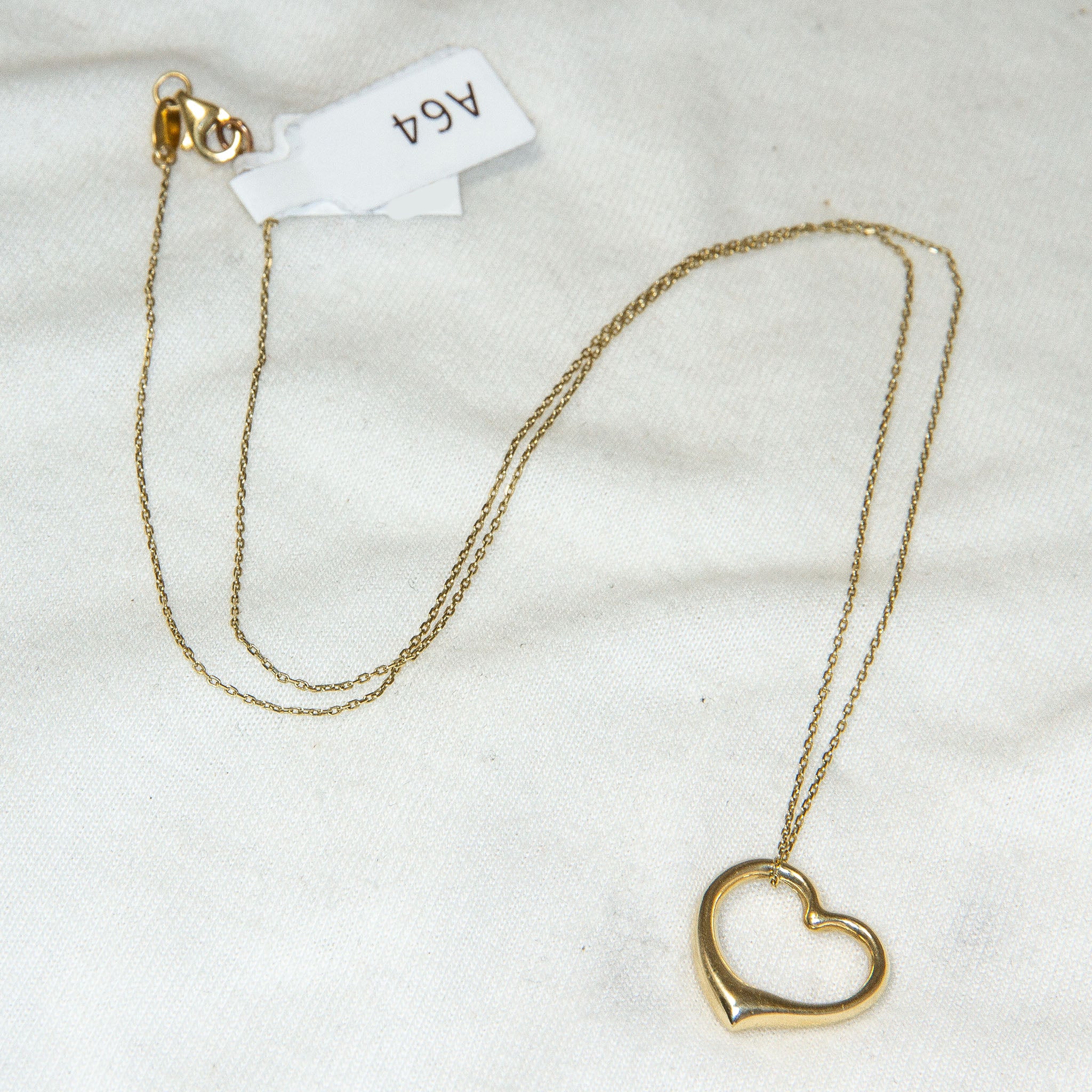 10k Yellow Gold Floating Open Heart Pendant Necklace - 18" Secondary image