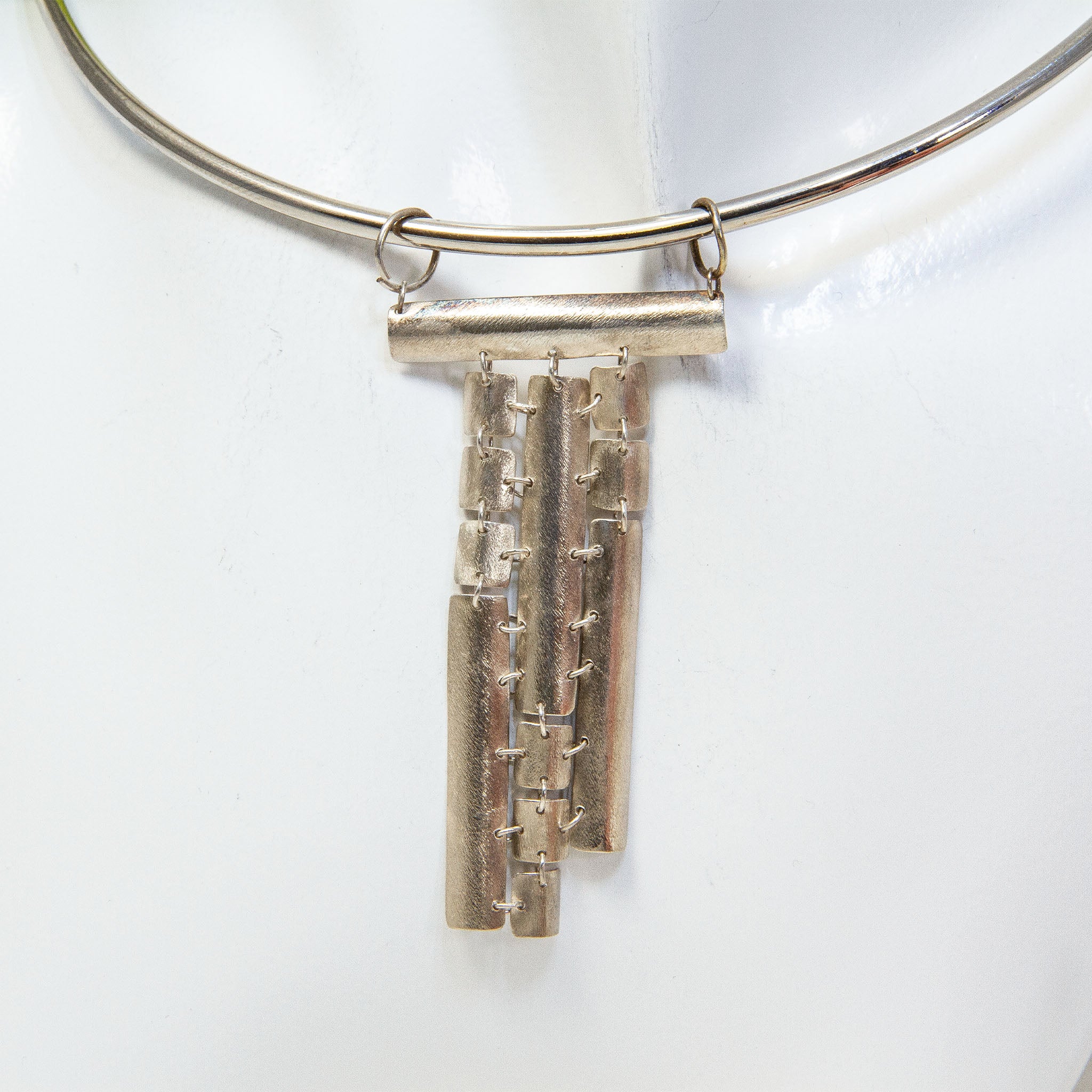 Modernist .925 Sterling Silver Articulated Pendant & Rigid Choker Main image