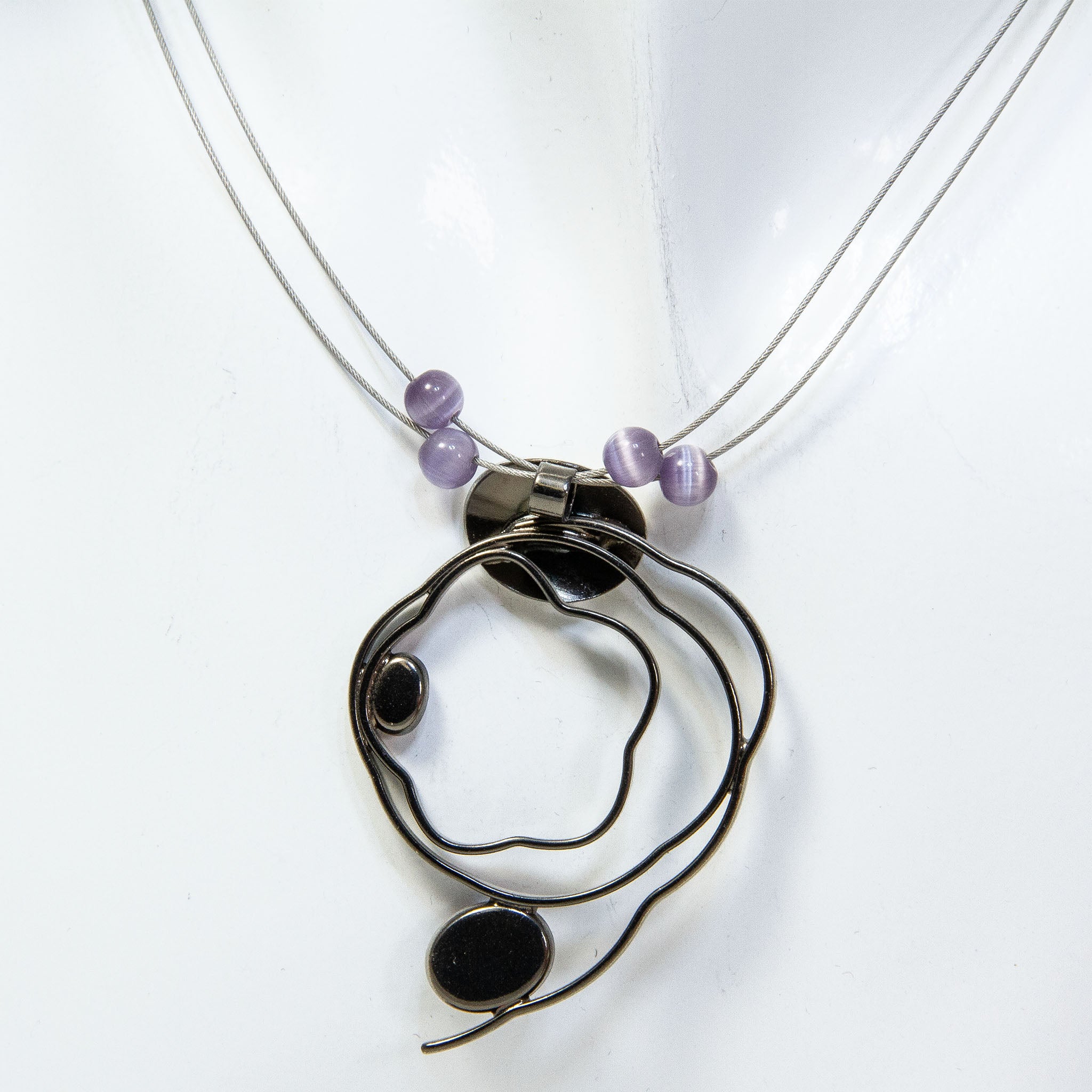 Christophe Poly Modernist Pendant with Purple Glass Accents - 18" Main image