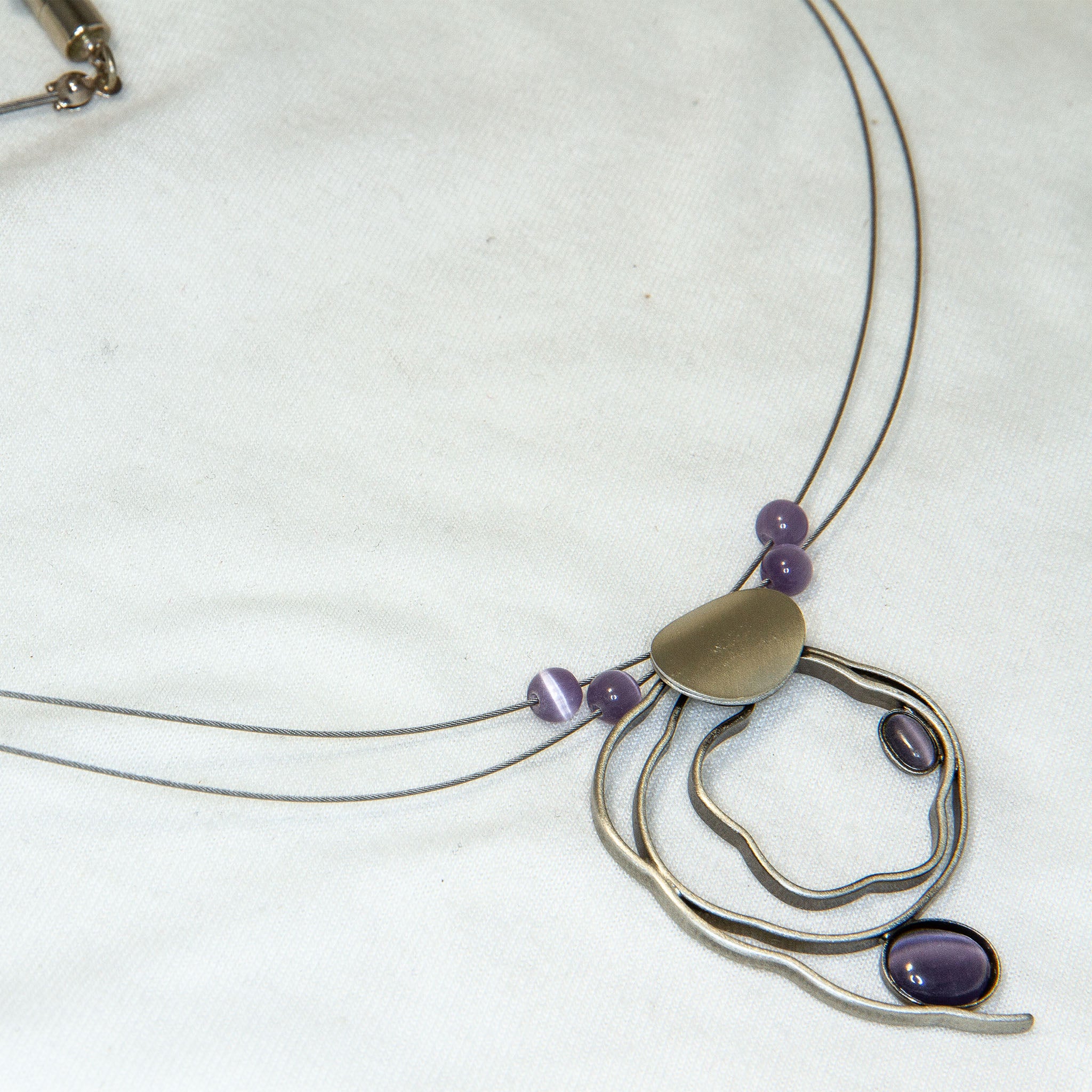 Christophe Poly Modernist Pendant with Purple Glass Accents - 18" Secondary image
