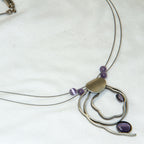 Christophe Poly Modernist Pendant with Purple Glass Accents - 18"