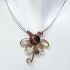 Christophe Poly Mixed Metal & Purple Glass Botanical Pendant - 18"