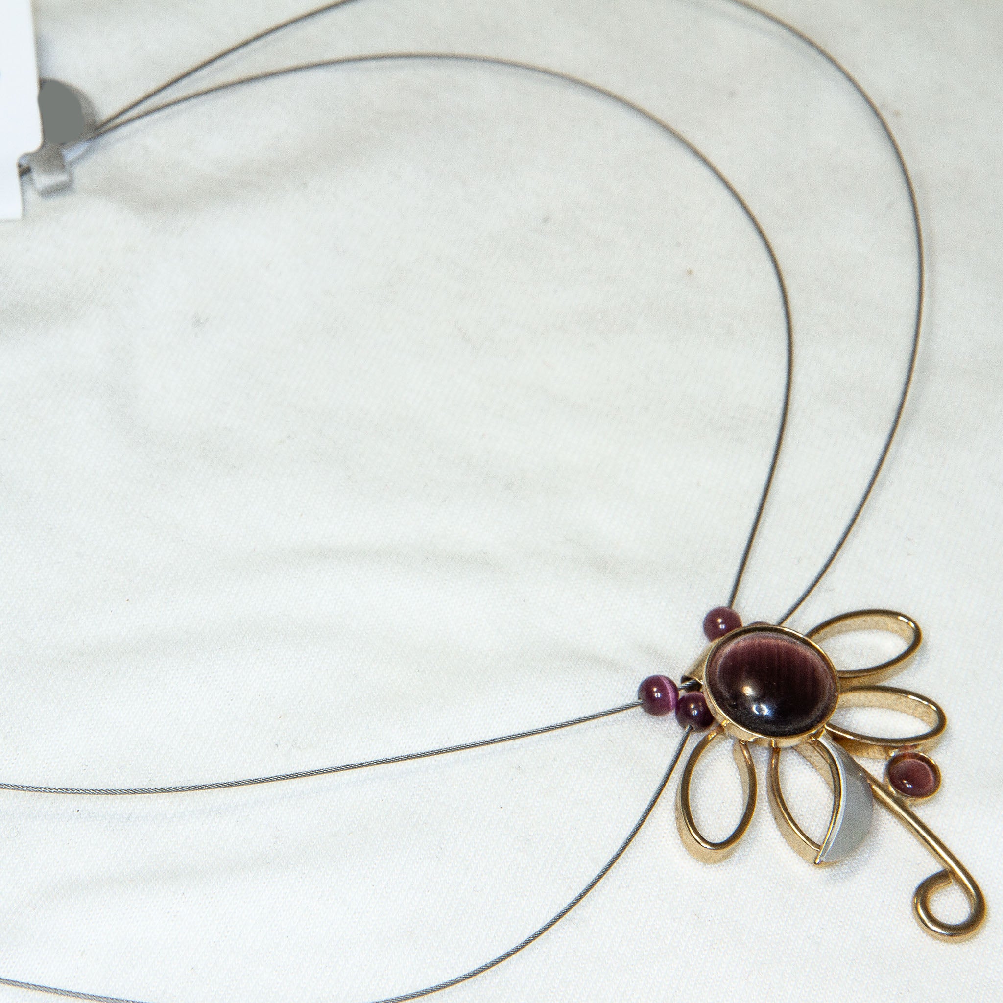 Christophe Poly Mixed Metal & Purple Glass Botanical Pendant - 18" Secondary image