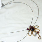 Christophe Poly Mixed Metal & Purple Glass Botanical Pendant - 18"